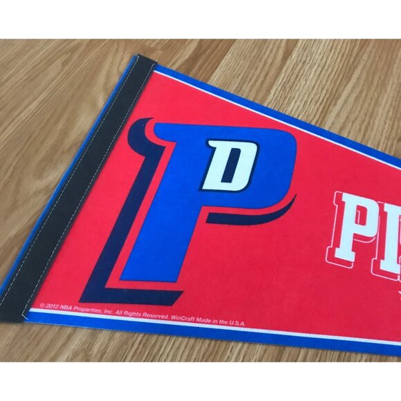 Detroit Pistons NBA Team Felt Pennant 2012 Wincraft 12 X 30" - Picture 2 of 6